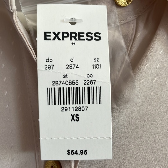 Express Ruffle Shoulder Short/Cap Sleeve Button-Up Shirt - Picture 10 of 10